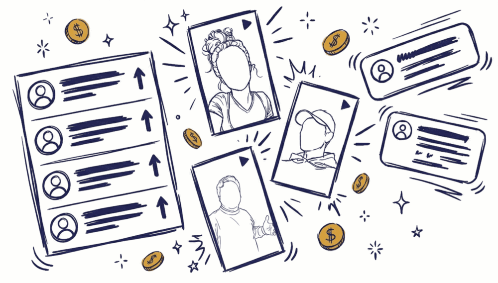 Q&A platform features illustration showing video questions, viewer engagement, and monetization